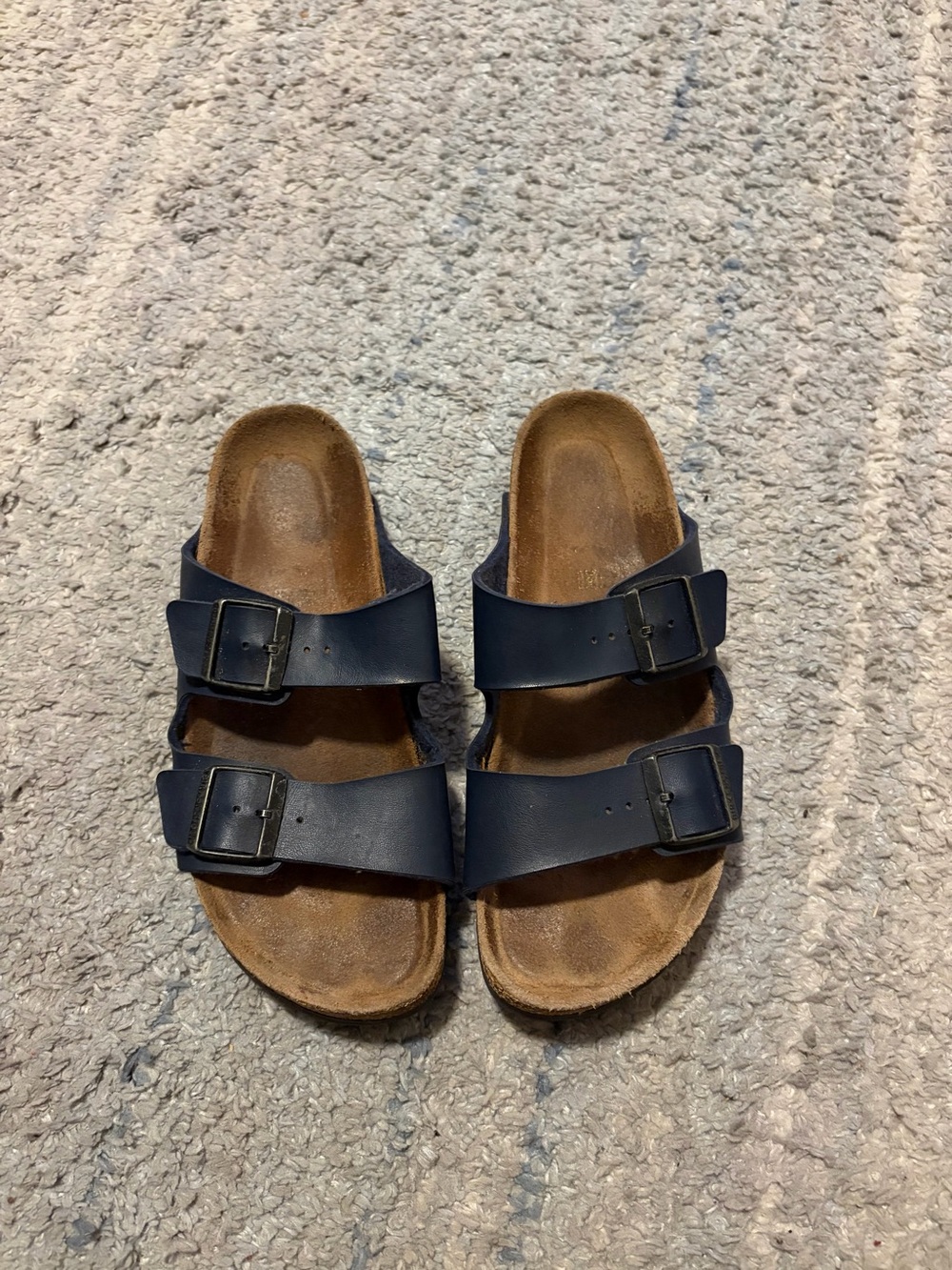 Birkenstock Arizona Blue Navy Birko-Flor Two Strap Sandals Slide EU 41 US 10-10.